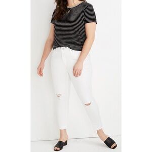 MADEWELL Pure White 10” High-Rise Skinny Distressed Jeans